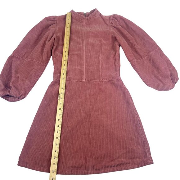 TOPSHOP Pink Mauve Corduroy Baby Doll Puff Sleeve Mini Dress US Size 2 - Picture 12 of 12
